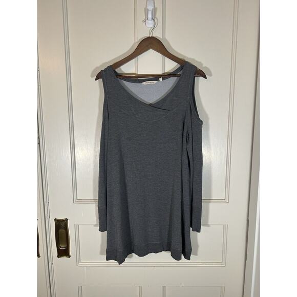 Soft Surroundings Cold Shoulder Terry Cloth Sweatshirt Womens Size Medium Gray - Picture 1 of 8